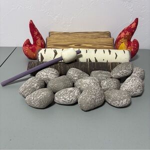 Crate & Barrel Kids Campfire Plush Playset The Land of Nod Logs Stones Fire